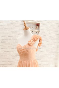 A-Line One-Shoulder Long Chiffon Prom Evening Bridesmaid Dresses ED011508