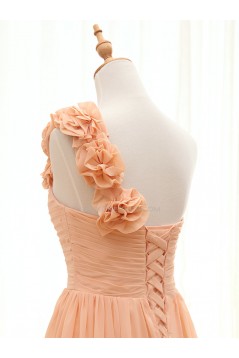 A-Line One-Shoulder Long Chiffon Prom Evening Bridesmaid Dresses ED011508