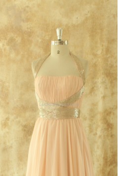 A-Line Halter Long Chiffon Prom Evening Formal Dresses ED011513