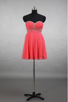 A-Line Sweetheart Beaded Short Chiffon Prom Evening Cocktail Dresses ED011517