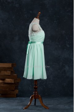 A-Line Short Lace and Chiffon Prom Evening Bridesmaid Formal Dresses ED011519
