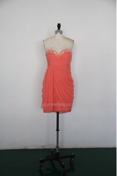 A-Line Sweetheart Beaded Short Chiffon Prom Evening Formal Dresses ED011523