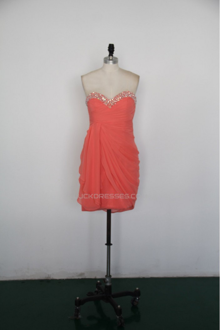 A-Line Sweetheart Beaded Short Chiffon Prom Evening Formal Dresses ED011523