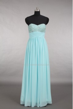 A-Line Sweetheart Beaded Long Blue Chiffon Prom Evening Formal Dresses ED011525