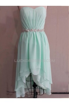 High Low Sweetheart Beaded Short Chiffon Prom Evening Bridesmaid Dresses ED011528