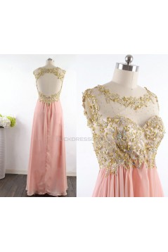 A-Line Beaded Long Chiffon Prom Evening Formal Dresses ED011529