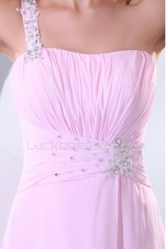 Long Pink One-Shoulder Prom Evening Formal Party Dresses ED010153