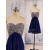 A-Line Sweetheart Beaded Short Blue Chiffon Prom Evening Formal Dresses ED011538