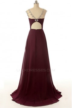 A-Line Beaded Long Chiffon Prom Evening Formal Dresses ED011542