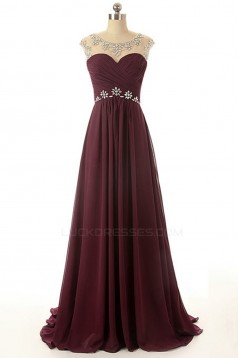 A-Line Beaded Long Chiffon Prom Evening Formal Dresses ED011542