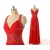 A-Line Beaded Long Red Chiffon Prom Evening Formal Dresses ED011552