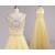 A-Line Beaded Tulle Long Yellow Prom Evening Formal Dresses ED011554