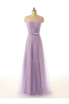 A-Line Sweetheart Long Lace and Tulle Prom Evening Formal Dresses ED011555