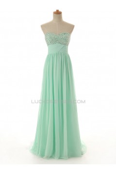A-Line Sweetheart Beaded Long Chiffon Prom Evening Formal Dresses ED011571
