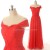 A-Line Off-the-Shoulder Long Red Chiffon Prom Evening Formal Dresses ED011579