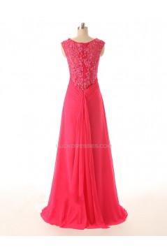 A-Line Beaded Applique Long Chiffon Prom Evening Formal Dresses ED011588