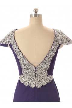 Trumpet/Mermaid Bateau Cap-Sleeve Long Chiffon Prom Evening Formal Dresses ED011593