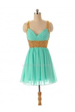 A-Line Beaded Short Chiffon Prom Evening Formal Dresses ED011594
