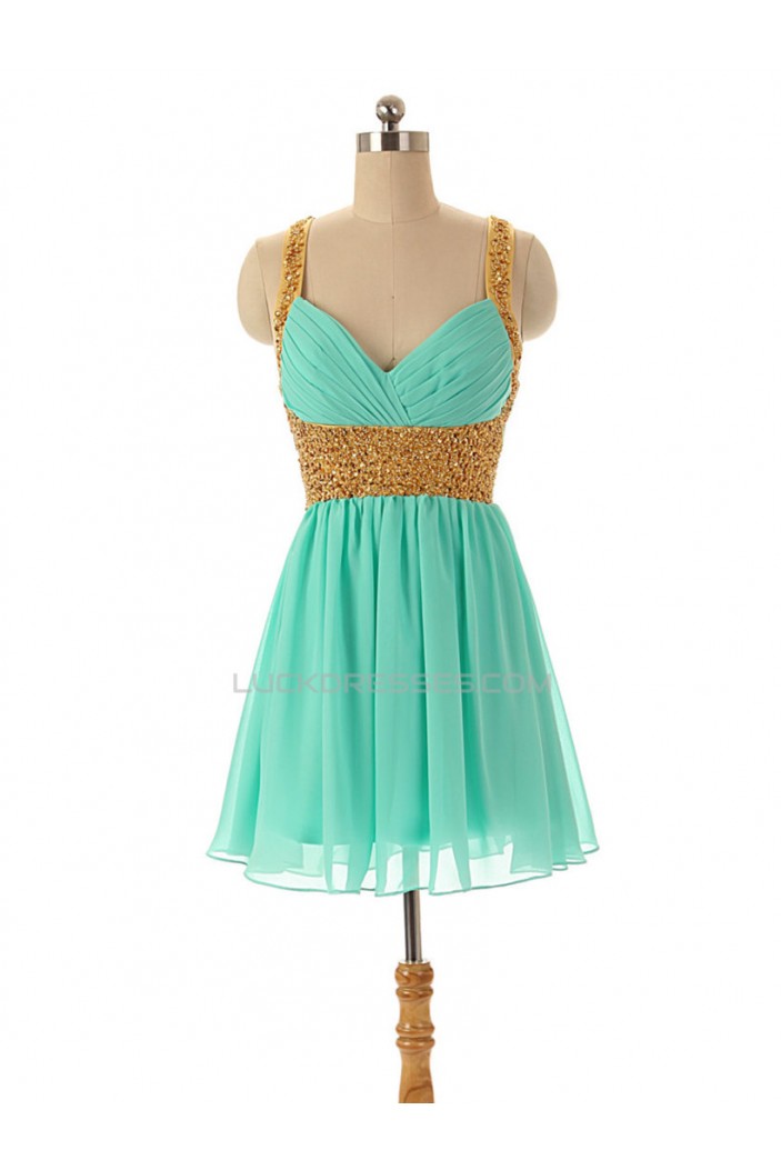 A-Line Beaded Short Chiffon Prom Evening Formal Dresses ED011594