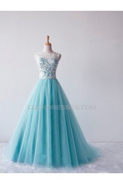 A-Line Lace and Tulle Long Prom Evening Formal Dresses ED011601