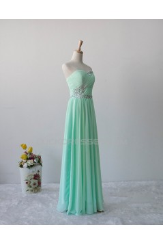 A-Line Sweetheart Beaded Mint Green Long Chiffon Prom Evening Formal Dresses ED011602