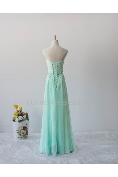 A-Line Sweetheart Beaded Mint Green Long Chiffon Prom Evening Formal Dresses ED011602
