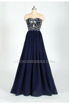 A-Line Sweetheart Beaded Long Chiffon Prom Evening Formal Dresses ED011607