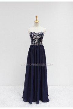 A-Line Sweetheart Beaded Long Chiffon Prom Evening Formal Dresses ED011607