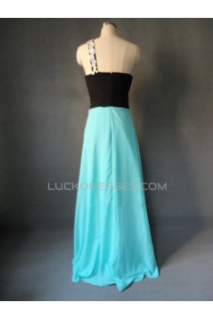 A-Line One-Shoulder Long Chiffon Prom Evening Formal Dresses ED011612
