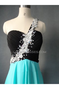 A-Line One-Shoulder Long Chiffon Prom Evening Formal Dresses ED011612