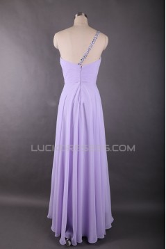 A-Line One-Shoulder Lilac Long Chiffon Prom Evening Formal Dresses ED011613