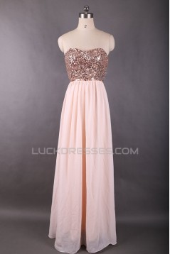 A-Line Sequin and Chiffon Long Prom Evening Formal Dresses ED011614