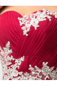 A-Line Sweetheart Beaded Long Pink Chiffon Prom Evening Formal Dresses ED011616