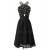 A-Line Beaded Short Black Chiffon Prom Evening Bridesmaid Dresses ED011618