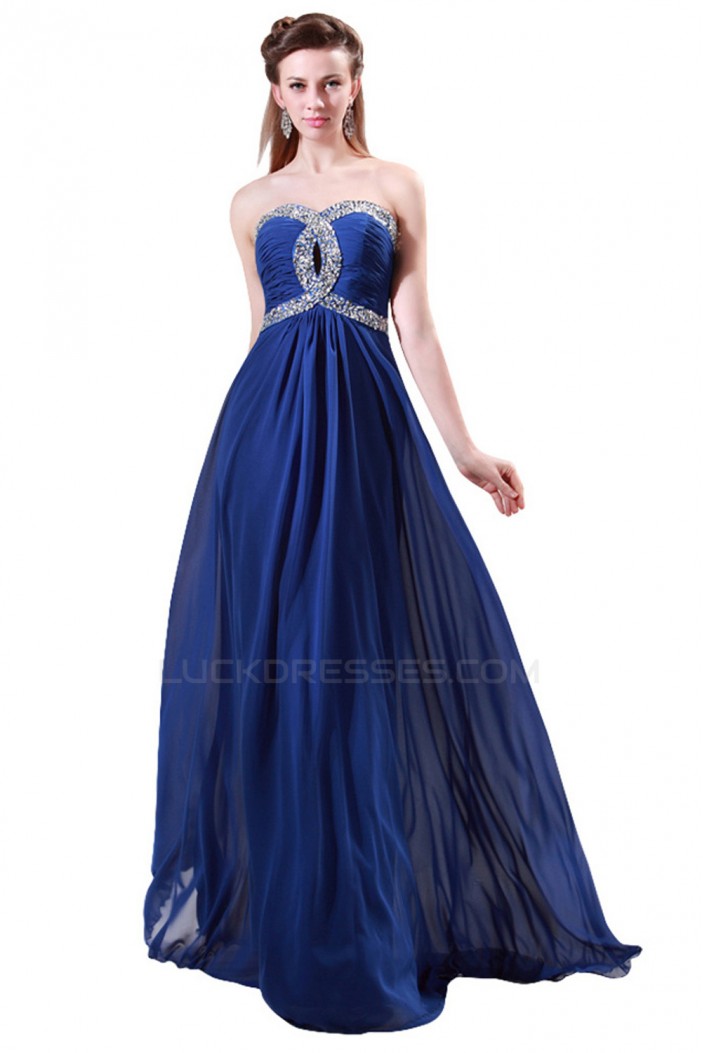 A-Line Sweetheart Beaded Long Chiffon Prom Evening Formal Dresses ED011623