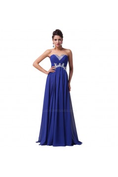 A-Line Sweetheart Beaded Long Chiffon Prom Evening Formal Dresses ED011626