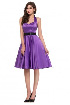 A-Line Halter Short Satin Prom Evening Bridesmaid Dresses ED011627