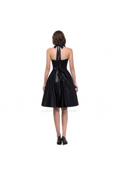 A-Line Halter Short Satin Prom Evening Bridesmaid Dresses ED011627