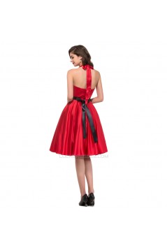A-Line Halter Short Satin Prom Evening Bridesmaid Dresses ED011627