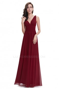 A-Line V-Neck Long Chiffon Prom Evening Formal Bridesmaid Dresses ED011630