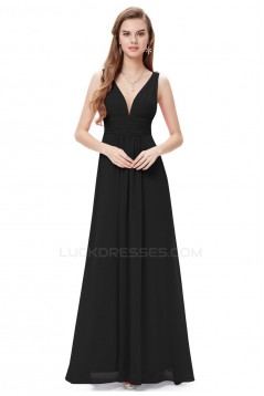 A-Line V-Neck Long Chiffon Prom Evening Formal Bridesmaid Dresses ED011630