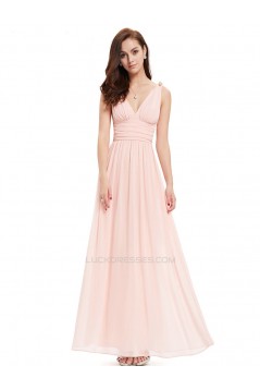 A-Line V-Neck Long Chiffon Prom Evening Formal Bridesmaid Dresses ED011630