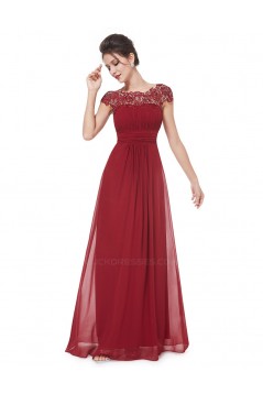 A-Line Cap-Sleeve Lace and Chiffon Long Mother of the Bride Dresses Evening Formal Dresses ED011633