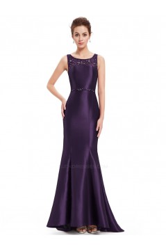 Trumpet/Mermaid Beaded Lace and Satin Long Blue Prom Evening Formal Dresses ED011634