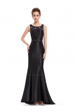 Trumpet/Mermaid Beaded Lace and Satin Long Blue Prom Evening Formal Dresses ED011634