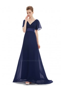A-Line V-Neck Long Chiffon Mother of the Bride Dresses Evening Formal Dresses ED011635