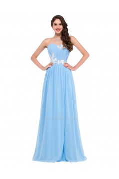 A-Line Sweetheart Beaded Long Pink Chiffon Prom Evening Formal Dresses ED011641