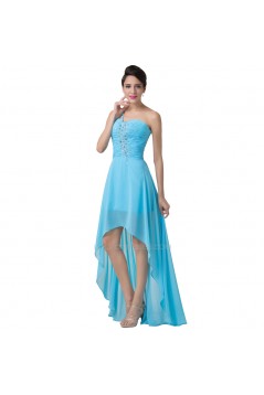 High Low One-Shoulder Short Beaded Chiffon Prom Evening Formal Dresses ED011642