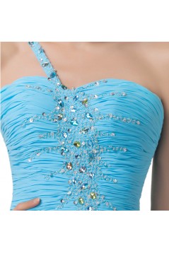 High Low One-Shoulder Short Beaded Chiffon Prom Evening Formal Dresses ED011642