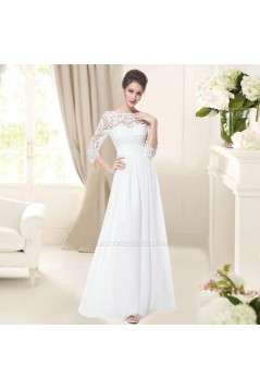 A-Line Half Sleeve Long Black Lace and Chiffon Prom Evening Formal Dresses ED011645